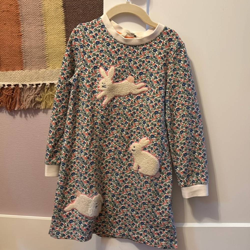 Mini Boden bunny dress-size 6-7 with matching leggings.